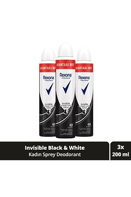 Kadın Sprey Deodorant Invisible On Black White Clothes Avantajlı Boy 200 ml X3 Adet ürün fotoğrafı