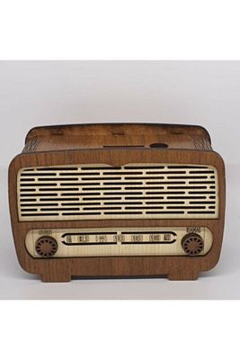 Rustik Ahşap Radyo Kumbara ürün fotoğrafı