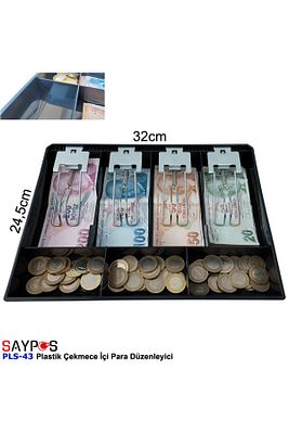 Rampalı Plastik Çekmece Içi Para Düzenleyici 4 Banknot 3 Bozuk Para Gözlü 32 X 24,5 X 3,5cm ürün fotoğrafı