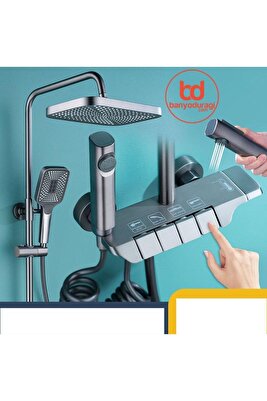 Piyano Gri Robot Tepe Duş Seti Yağmur Tepe Banyo 4 Tuşlu Batarya Dahil Antrasit Duş Seti ürün fotoğrafı