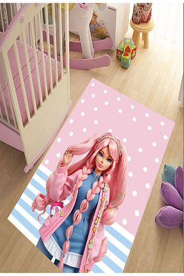 Barbie Desen Çocuk Halısı, Oyun Halısı, Çocuk Halısı, Kaymaz Taban, Yıkanabilir, Leke Tutmaz ürün fotoğrafı