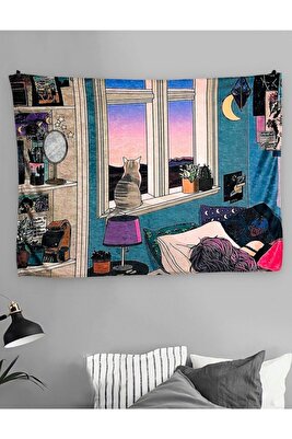 Oturan Kedi Duvar Halısı Duvar Örtüsü Tapestry ürün fotoğrafı