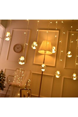 Top Küre Perde Led 3mt 10 Toplu Animasyonlu Eklenebilir Fişli Kablolu Led Dekoratif Ampül ürün fotoğrafı