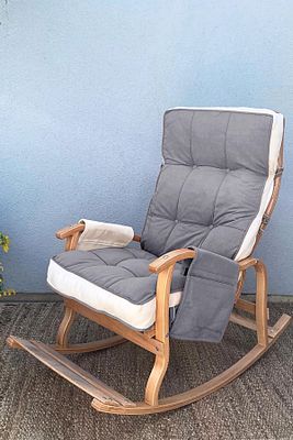 Home Indigo Gri Krem Sallanan Sandalye Dinlenme,emzirme,tv,okuma,koltuğu Berjer ürün fotoğrafı