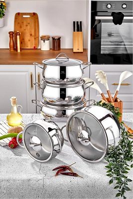 Master Steel Indüksiyon Tabanlı 10 Parça Çelik Tencere Seti ürün fotoğrafı