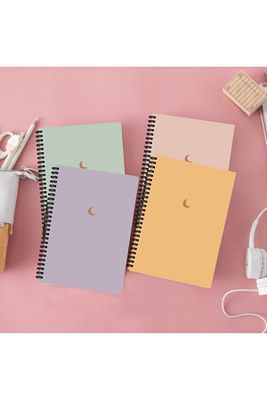 4'lü Defter Set 10 X 13,5 Cm Çizgisiz Defter Karton Kapak Spiralli Defter Notebook Moon Series ürün fotoğrafı