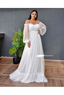 Beyaz Tül Nikah Elbisesi ürün fotoğrafı
