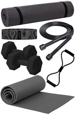 Son Kalite Pilates Seti Inanılmaz Fiyat Pilates Minderi 2 Adet Dambıl Squat Band Atlama Ipi Direnç ürün fotoğrafı