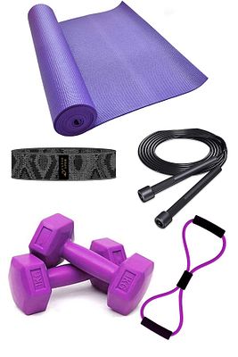 Son Kalite Pilates Seti Inanılmaz Fiyat Pilates Minderi 2 Adet Dambıl Squat Band Atlama Ipi Direnç ürün fotoğrafı