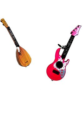 Saz Bağlama Oyuncak+Kutulu Elektro Gitar 2 SET UYN SETİ EL BECERİSİ COCUK OYUNCAK ürün fotoğrafı