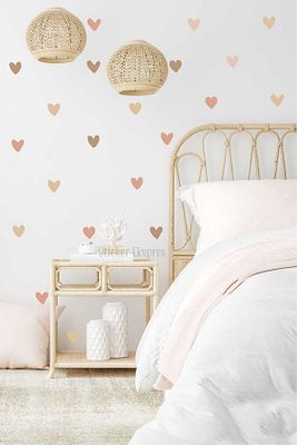 Boho Asimetrik Kalpler Çocuk Odası Duvar Sticker Seti ürün fotoğrafı