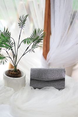 Kadın Simli Platin Mini Kutu Omuz Çantası ürün fotoğrafı