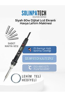 80w Lcd Isı Ayarlı Kalem Havya Ayarlanabilir Lehim Makinesi Ve Havya Ucu Seti (LEHİM TELİ HEDİYE) ürün fotoğrafı