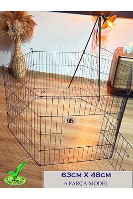 - Köpek Çit Oyun Eğitim Alanı 60cm X 48 Cm - 6 Parça Panel Çit- Siyah Renk Okkcs-01 ürün fotoğrafı