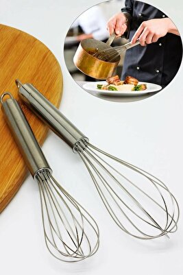 Paslanmaz 2li *21+25 Cm Çırpıcı Yumurta Yoğurt Çırpıcı ürün fotoğrafı