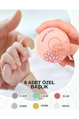 Yenidoğan Bebek Tırnak Törpüsü Pilli 6 Başlıklı Çocuk Tırnak Parlatıcı Tırnak Makası Manikür Seti ürün fotoğrafı