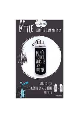 Siyah Sağlıklı Cam Matara 1000 ml Su Şişesi 1lt Sporcu Matarası ürün fotoğrafı