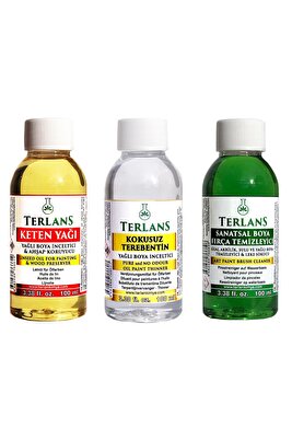 Yağlı Boya Seti Yardımcı Malzemeler 3 X 100 ml Kokusuz Terebentin Resim Yağı Ve Boya Tem. ürün fotoğrafı