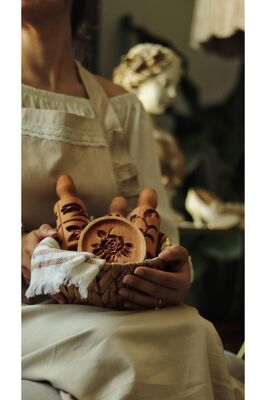 Desenli Merdane Ve Kalıp Seti 4'lü Masif Ahşap ürün fotoğrafı