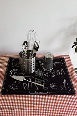 Baskılı Bulaşık Kurutma Matı 46x36 Cm Kurulama Bezi Örtüsü Mf-060 Siyah ürün fotoğrafı