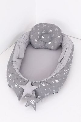 Babynest, Bebek Uyku Yatağı 0-2 Yaş - Gri Kedi Desen ürün fotoğrafı