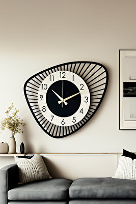 Dekoratif Yeni Modern Bellatrix Ahşap Duvar Saati 48 cm ürün fotoğrafı