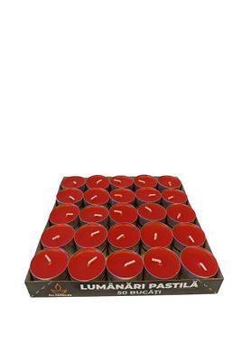 Tealight Mum 50 adet  kırmızı renk 4 Saat Yanma Süreli ürün fotoğrafı