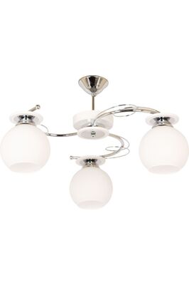 Bolivar Modern Krom Renk Kasa Opal Beyaz Camlı Plofonyer Salon - Mutfak - Yatak Odası 3 Lü Avize ürün fotoğrafı