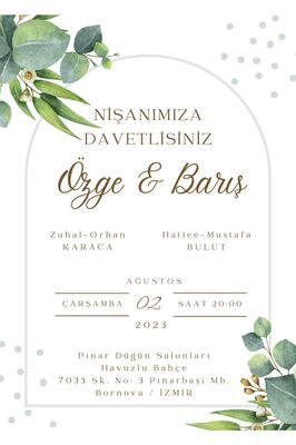 Davetiye, Düğün Davetiyesi, Nikah Davetiyesi, Nişan Davetiyesi (50 ADET) ürün fotoğrafı