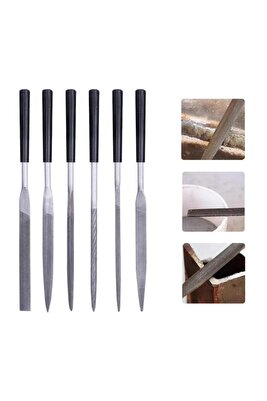 6 Parça Mini Eğe İğne Model Demir Ahşap Metal Törpü Eğe 18 cm ürün fotoğrafı