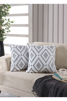 Bohem Punch 2 Li Grey Dekoratif Kırlent Kılıfı Yastık Kılıfı 44x44 Cm ürün fotoğrafı