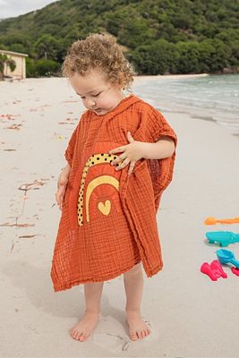 Organik Müslin Tarçın Panço Bebek Çocuk Plaj Panço ürün fotoğrafı