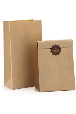 50 Adet Kare Dipli (Dik Duran) Kalın Kraft Hediye Kağıdı Kese Kağıdı Ebat 13x24 ürün fotoğrafı