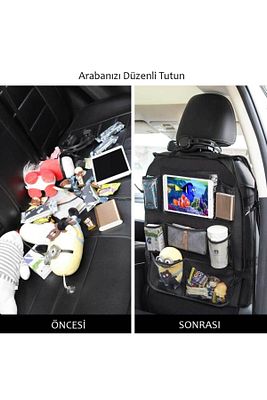 Araba Koltuk Arkası Eşya Düzenleyici Organizer Koltuk Arkası Koruyucu Tablet Cepli ürün fotoğrafı