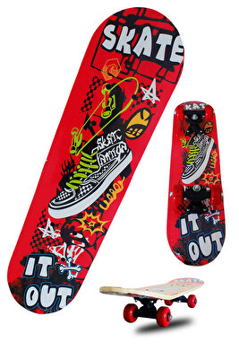 Çocuk Kay Kay Shoes Desenli 4 Teker Eğimli Kırmızı Kız & Erkek kaykayı ürün fotoğrafı