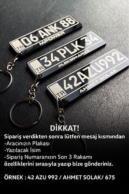 Kişiye Özel Siyah Plaka Anahtarlık - Çift Taraflı ürün fotoğrafı