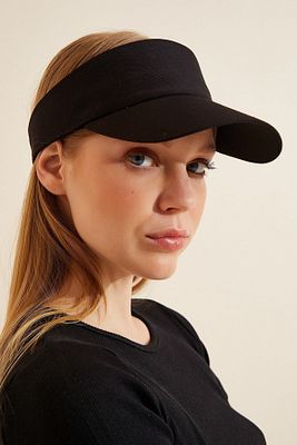 Unisex Uv Koruyucu Vizör Kasket Siperlik Tenis Şapka Siyah ürün fotoğrafı