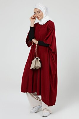 Kadın Düğmeli Uzun Salaş Kışlık Triko Panço 4253 ürün fotoğrafı