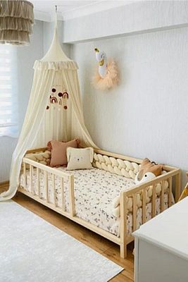Unisex Montessori Bebek Ve Çocuk Karyolası Doğal Ahşap Yatak 100x200 ürün fotoğrafı
