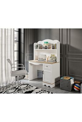 %100 Mdf Lisa Çalışma Masası Meşe-beyaz (ÜST ÜNİTE DAHİL) ürün fotoğrafı