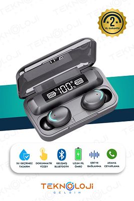 Bluetooth Kulaklık Kulakiçi Powerbanklı Çift Mikrofonlu Dokunmatik Kablosuz Earbuds F9 Pro ürün fotoğrafı