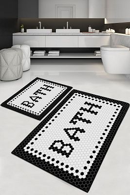 Black Bath Yıkanabilir 2li Banyo Halısı Paspası Klozet Takımı Dc-8034 ürün fotoğrafı