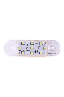 9 Ledli Tombul Parmak Led Beyaz 12v-24v Dekoratif Lamba EMR 058 ürün fotoğrafı