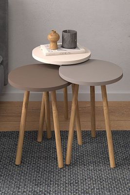 Roma Zigon sehpa Beyaz-Cappuccino-Kahve ürün fotoğrafı