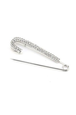 Gümüş Kaplama Kristal Taşlı Iskoç Iğnesi Broş ürün fotoğrafı