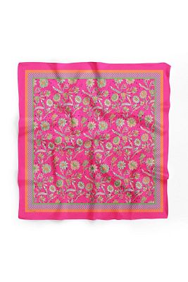 Kadın Pembe Çiçek Desenli Fular Bandana ürün fotoğrafı