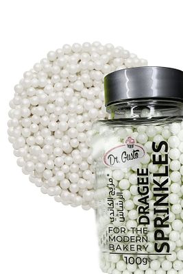 4 Mm Boncuk Inci Görünüm Pasta Süsleme Şekeri Sedef 100 gr ürün fotoğrafı