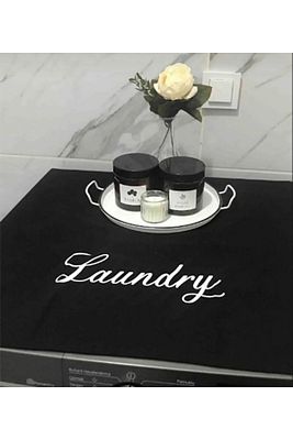 Laundry Baskılı Çamaşır Makine Örtüsü Siyah ürün fotoğrafı