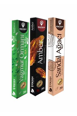 60 Adet Çubuk Tütsü 3 Paket (amber, Sandal Ağacı, Rain Forest ) ürün fotoğrafı