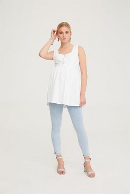 Hamile Beyaz Bluz Tunik 1075 ürün fotoğrafı